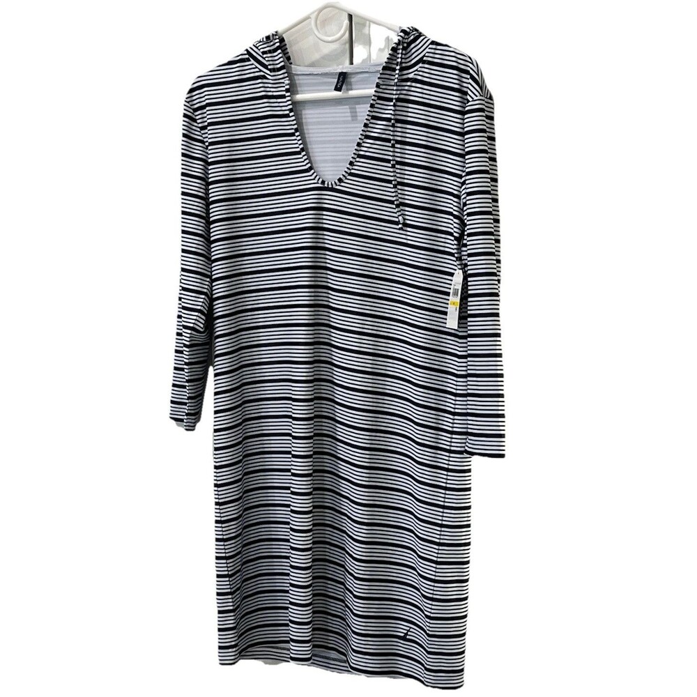 Women's Nautica Hooded Striped Swim Cover Up - Size M